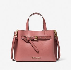 Michael Kors Emilia Small Pebbled Leather Satchel Rose Color NWT